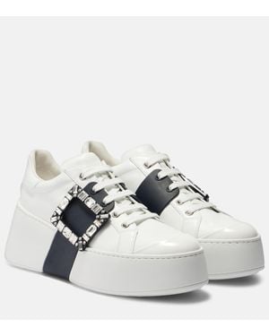 Roger Vivier Viv Skate Leather Platform Sneakers - White