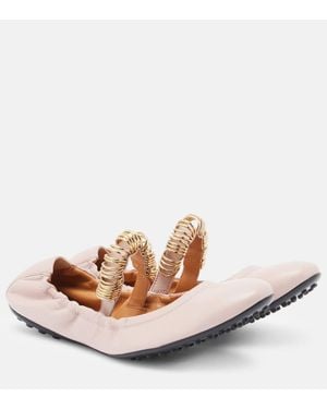 Tod's Verzierte Ballerinas Dee Aus Leder - Pink