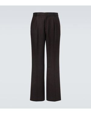 Dries Van Noten Weite Hose Aus Wollflanell - Schwarz