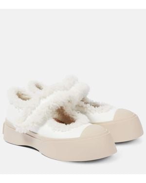 Marni Sneakers Pablo Aus Leder Mit Shearling - Weiß