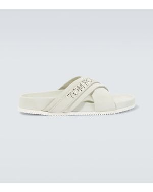 Tom Ford Sandalen Aus Veloursleder - Weiß