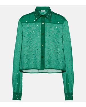 Oséree Gem Crystal-Embellished Cotton And Silk Shirt - Green