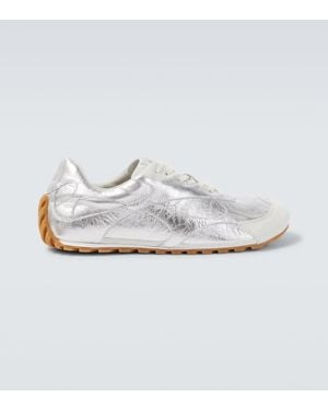 Bottega Veneta Orbit Flash Metallic Leather Trainers - White