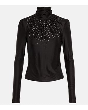 Rabanne Top A Col Roule A Ornements - Noir