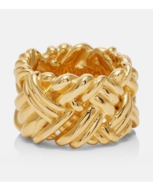 Bottega Veneta Intreccio-Plated Sterling Ring - Metallic