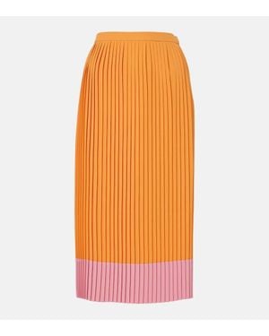 Dries Van Noten Falda Midi Plisada Colorblock - Naranja