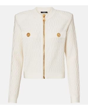 Balmain Jacke Aus Strick - Weiß