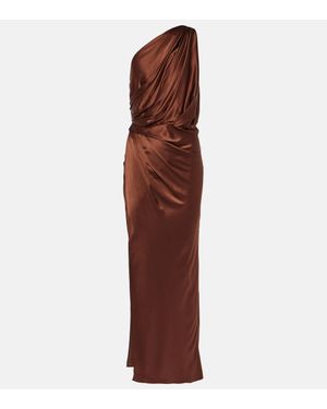 The Sei One-Shoulder Silk Satin Midi Dress - Purple