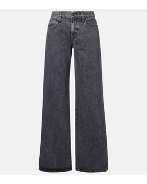 SLVRLAKE Denim Mika Mid-Rise Wide-Leg Jeans - Blue