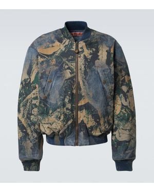 Acne Studios Bedruckte Bomberjacke Aus Denim - Blau