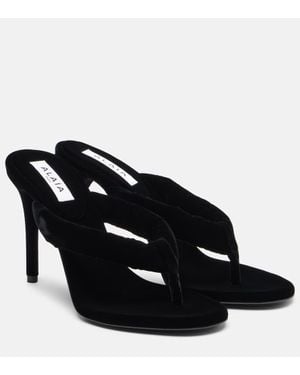 Alaïa Sandalen 90 Aus Samt - Schwarz