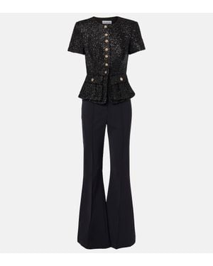 Self-Portrait Jumpsuit Aus Boucle - Schwarz