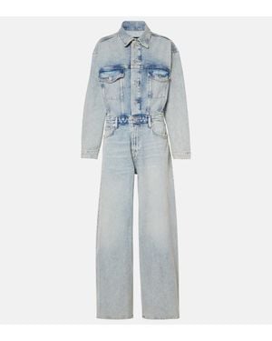 7 For All Mankind Wide-Leg Denim Jumpsuit - Blue