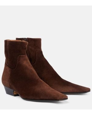KHAITE Marfa Ankle Boots Aus Veloursleder - Braun