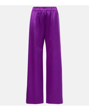 Valentino Silk Satin Wide-Leg Trousers - Purple
