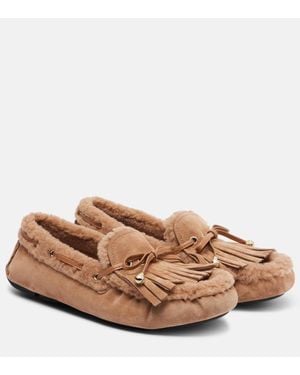 Jimmy Choo Segelschuhe Manon Aus Veloursleder Mit Shearling - Braun