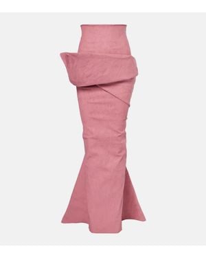 Rick Owens Draped Cotton-Blend Maxi Skirt - Pink