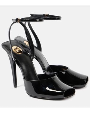 Saint Laurent Patent Leather Mules - Black