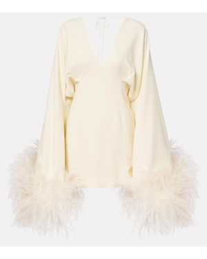 ‎Taller Marmo Feather-Trimmed Minidress - Natural