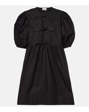 Ganni Cotton Poplin Minidress - Black