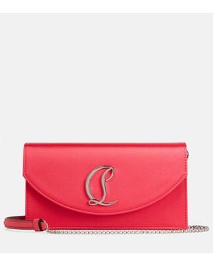 Christian Louboutin Small Logo Crepe Satin Clutch - Red