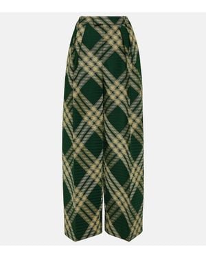 Burberry Check Palazzo Pants - Green