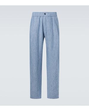 Giorgio Armani Weite Hose Aus Leinen - Blau