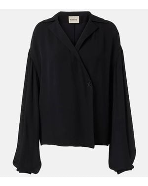 KHAITE Ashton Silk Top - Black