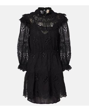 FARM Rio Floral Organza Minidress - Black