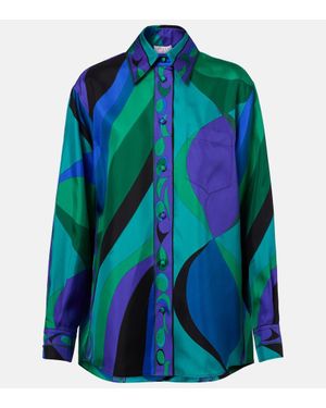 PUCCI Pucci Pesci-Printed Long Sleeved Shirt - Blue