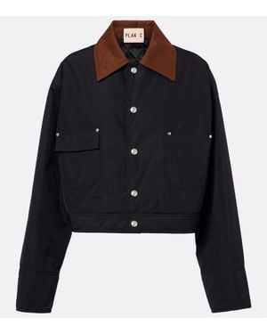 Plan C Cropped-Jacke Aus Twill - Schwarz
