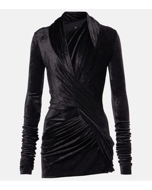 Rick Owens Magnetic Draped Velvet Top - Blue