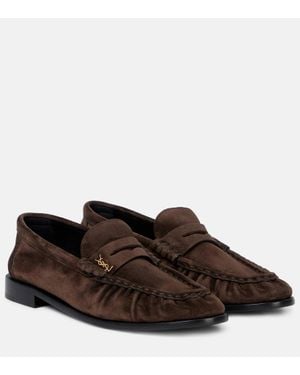 Saint Laurent Le Loafer Suede Penny Loafers - Brown