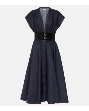 Alaïa Midikleid Aus Denim - Blau