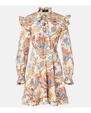 Etro Printed Cotton Minidress - White