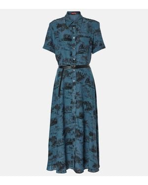 Altuzarra Kiera Printed Silk Midi Dress - Blue