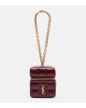 Saint Laurent Cassandre Mini Leather Pouch On Chain - Red