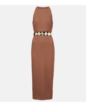 Veronica Beard Isla Embellished Midi Dress - Brown