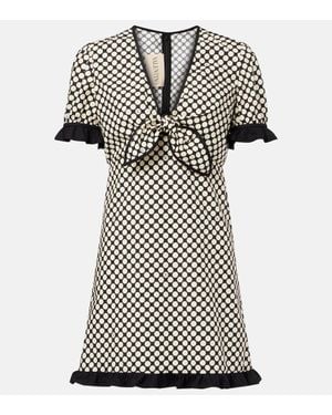 Valentino Robe En Coton A Pois - Noir