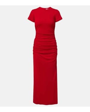 Carolina Herrera Abito Midi Con Ruches - Rosso