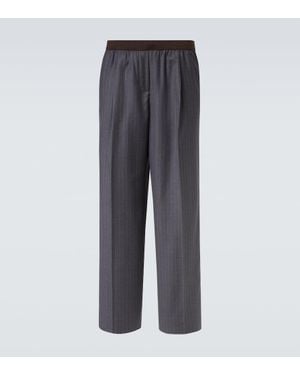 Miu Miu Pinstripe Virgin Wool Straight Pants - Gray