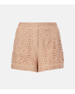 Elie Saab Macrame Cotton-Blend Shorts - Natural