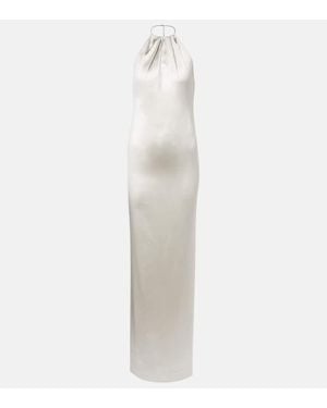 Ralph Lauren Corra Halterneck Satin Gown - White
