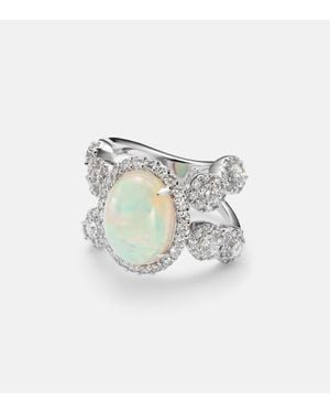 YEPREM Ring Reign Supreme Aus 18Kt Weissgold Mit Diamanten Und Opal - Weiß