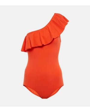 Isabel Marant Sicilya One-Shoulder Swimsuit - Red