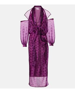Acne Studios Abito Midi Con Stampa E Cut-Out - Viola