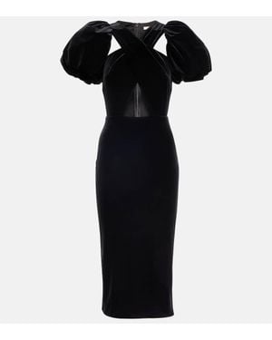 Christopher Kane Midikleid Aus Samt - Schwarz