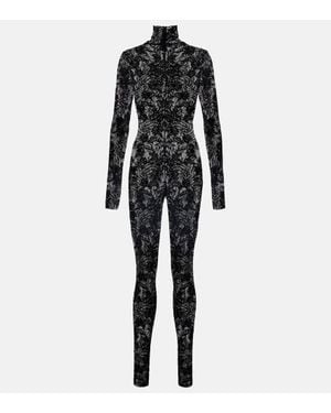 Norma Kamali Floral Lace Catsuit - Black