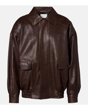 Saint Laurent Oversized Leather Jacket - Brown
