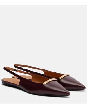 Tod's Barretta Leather Slingback Flats - Brown